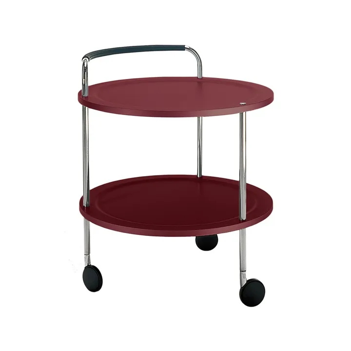 Trolley Round Basic serveringsvagn - vinröd, kromstativ - SMD Design