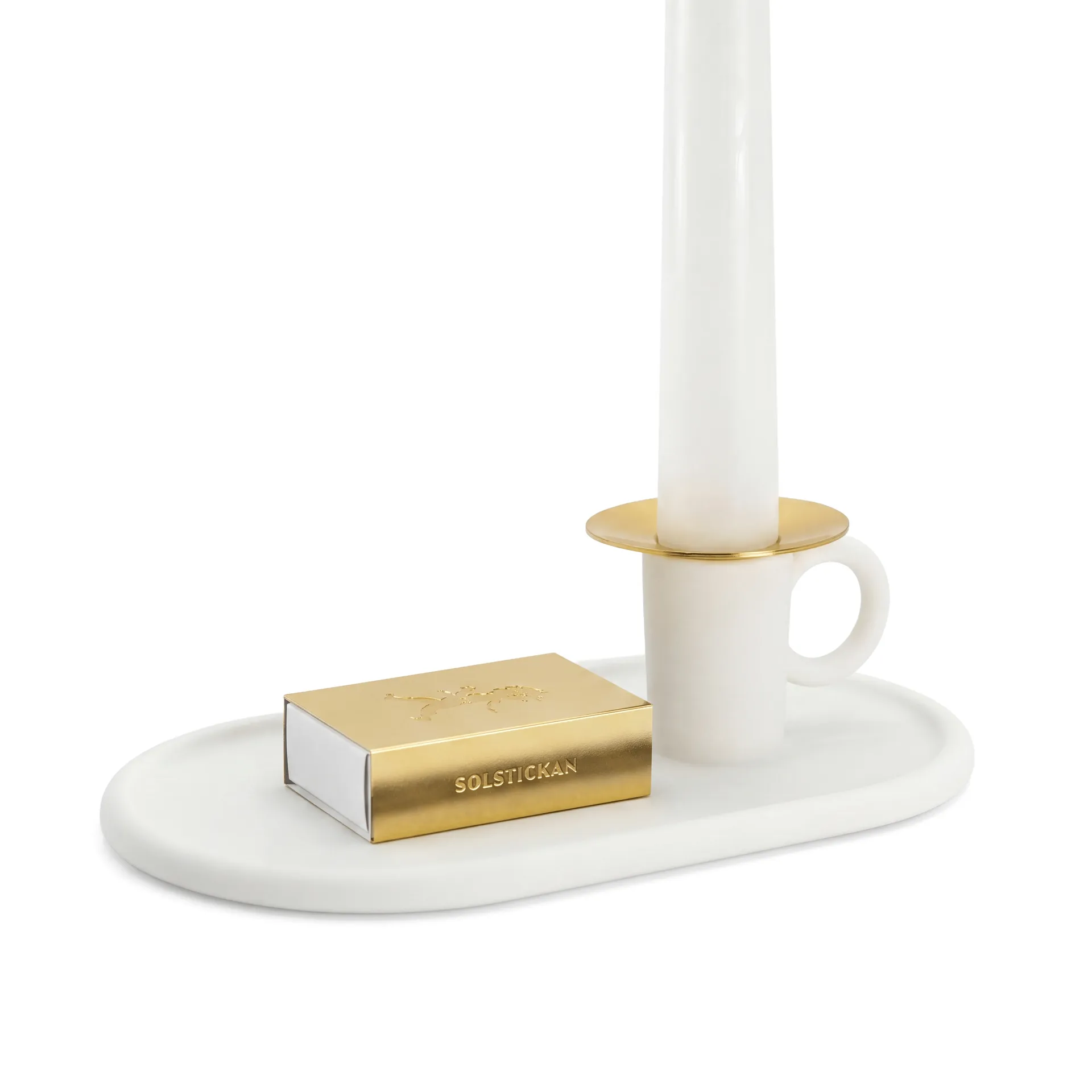 Kammarljusstake med tändsticksetui, Vit Solstickan Design
