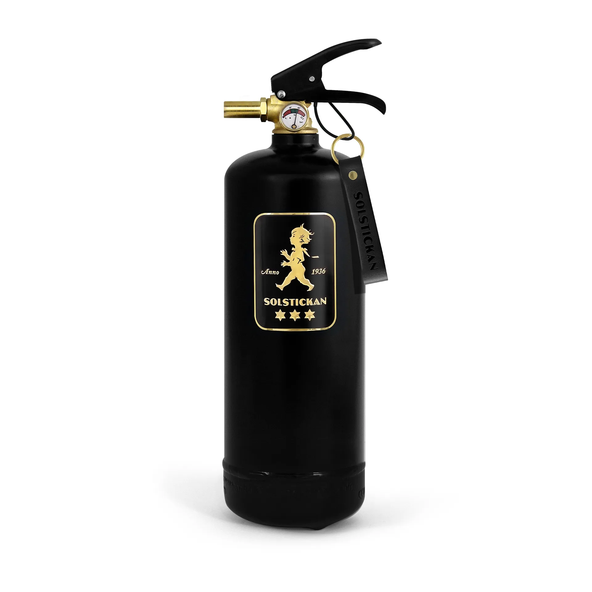 Solstickan brandsläckare 2 kg, Svart-guld Solstickan Design