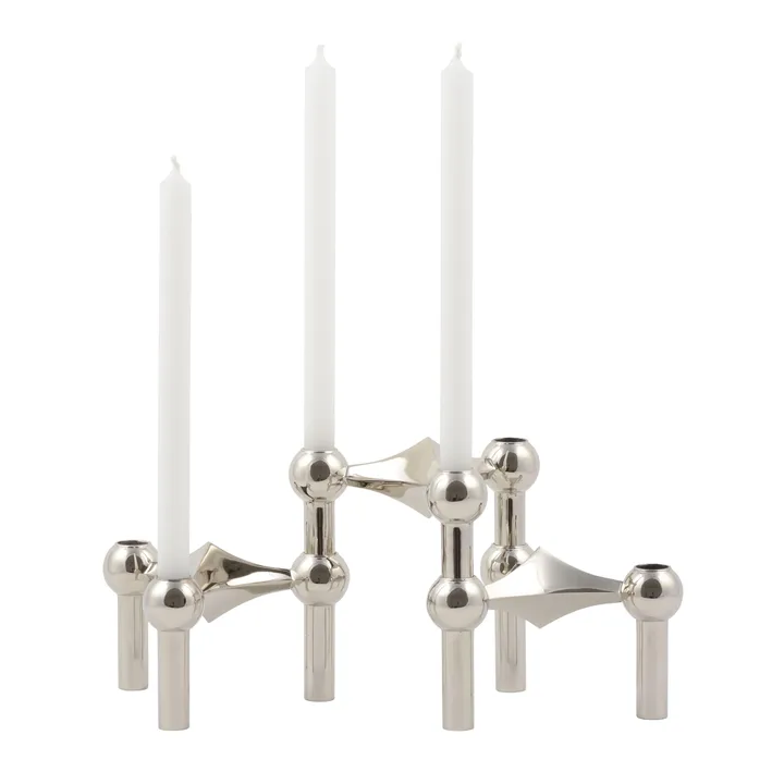 STOFF Nagel ljusstake krom 3-pack + vita ljus 12-pack - STOFF Nagel