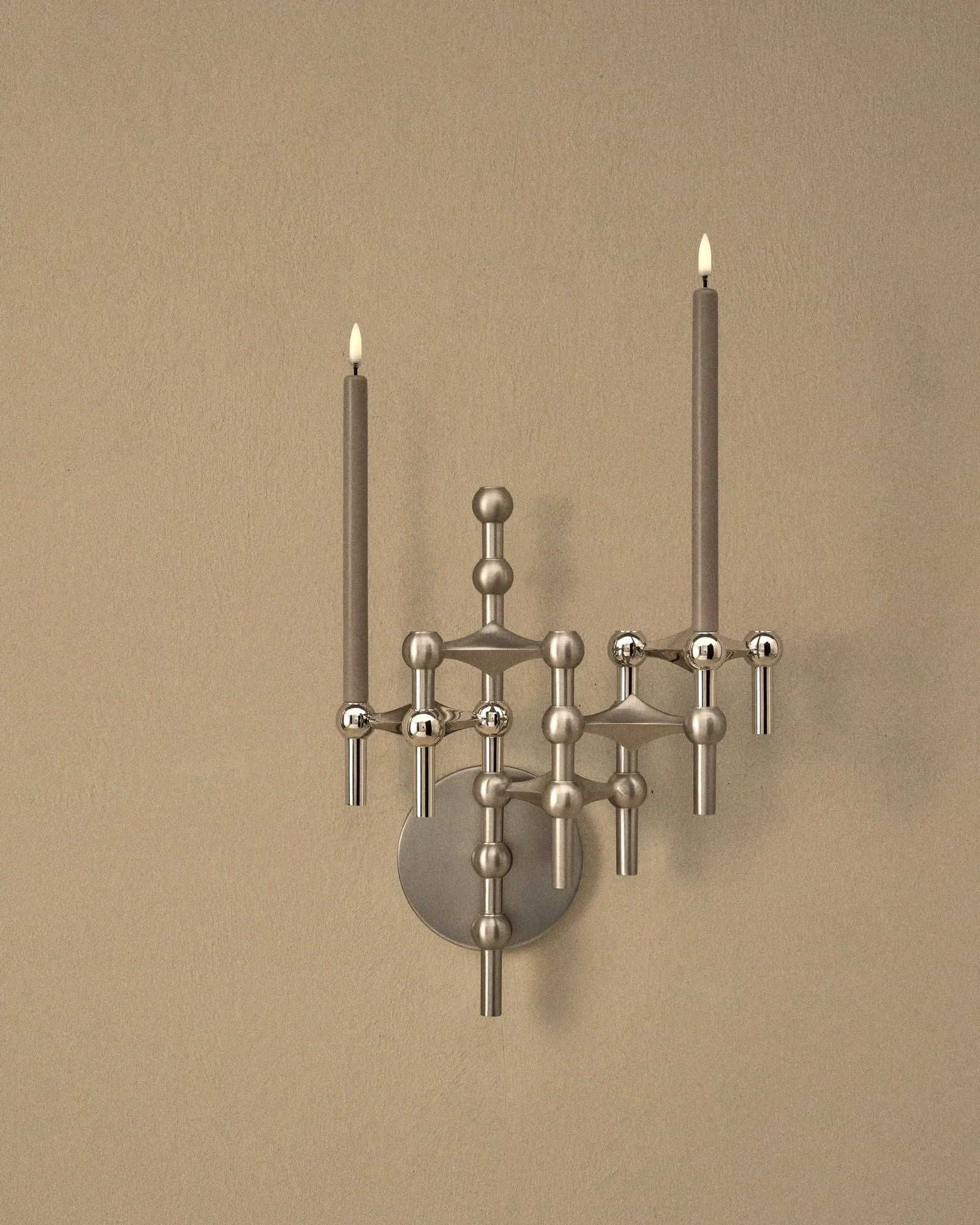 STOFF Nagel ljusstake vägg, Borstad krom STOFF Nagel