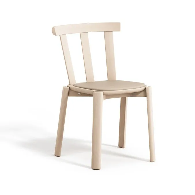 Alt stol klädd sits björk - Hallingdal 65-200 beige-ljus mattlack - Stolab