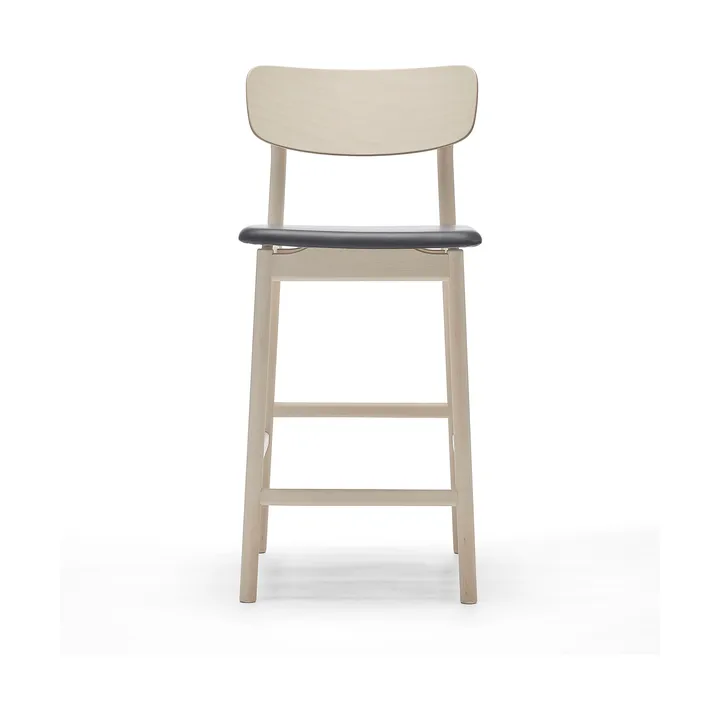 Prima Vista barstol - Läder Elmosoft svart-ljust mattlackat björkstativ, 65 cm - Stolab