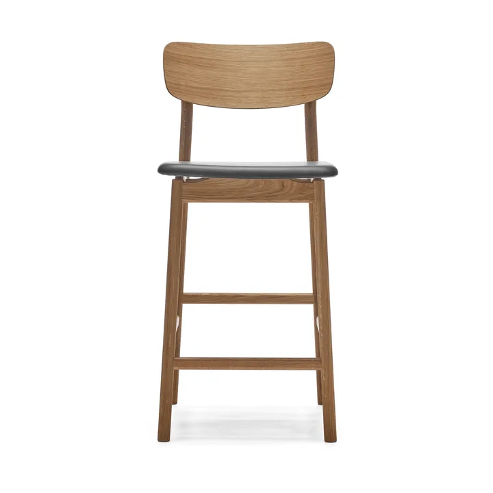 Prima Vista barstol - Läder Elmosoft svart, naturellt oljat ekstativ, 65 cm - Stolab