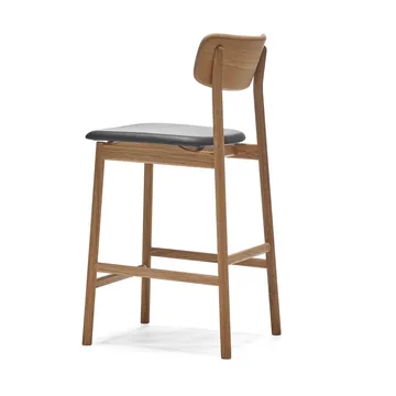 Prima Vista barstol - Läder Elmosoft svart, naturellt oljat ekstativ, 65 cm - Stolab