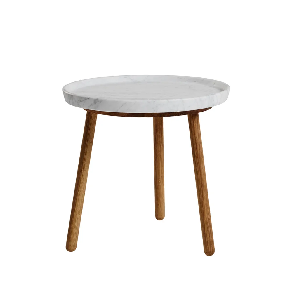 Tureen satsbord, marmor vit, ø52cm, naturellt oljade ekben Stolab