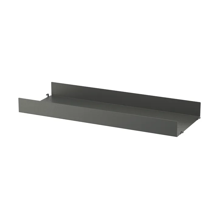 String hyllplan metall - Mörkgrå, 78x30 cm, hög kant - String