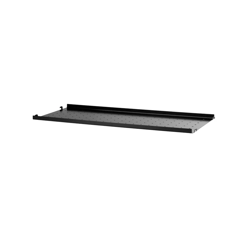 String hyllplan metall, svart, 78x30 cm, låg kant String