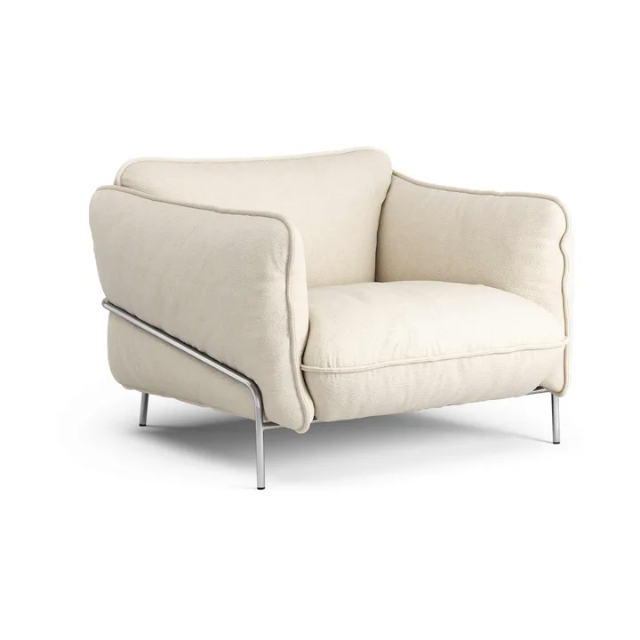 Continental fåtölj - Sealife Light beige/white-kromat stål - Swedese