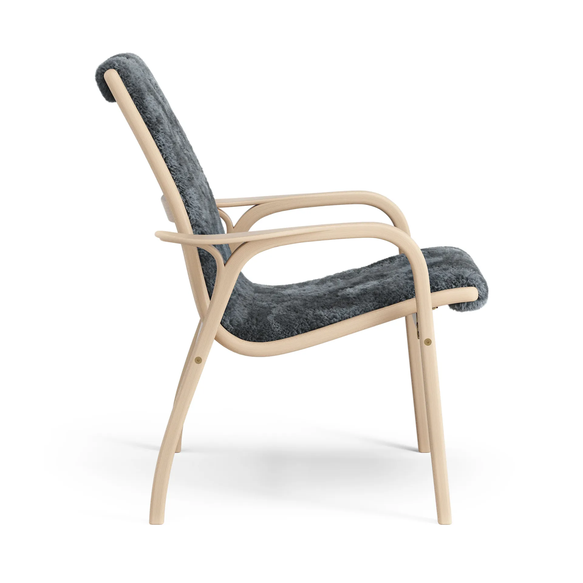 Laminett fåtölj lackad bok/fårskinn, Charcoal (mörkgrå) Swedese