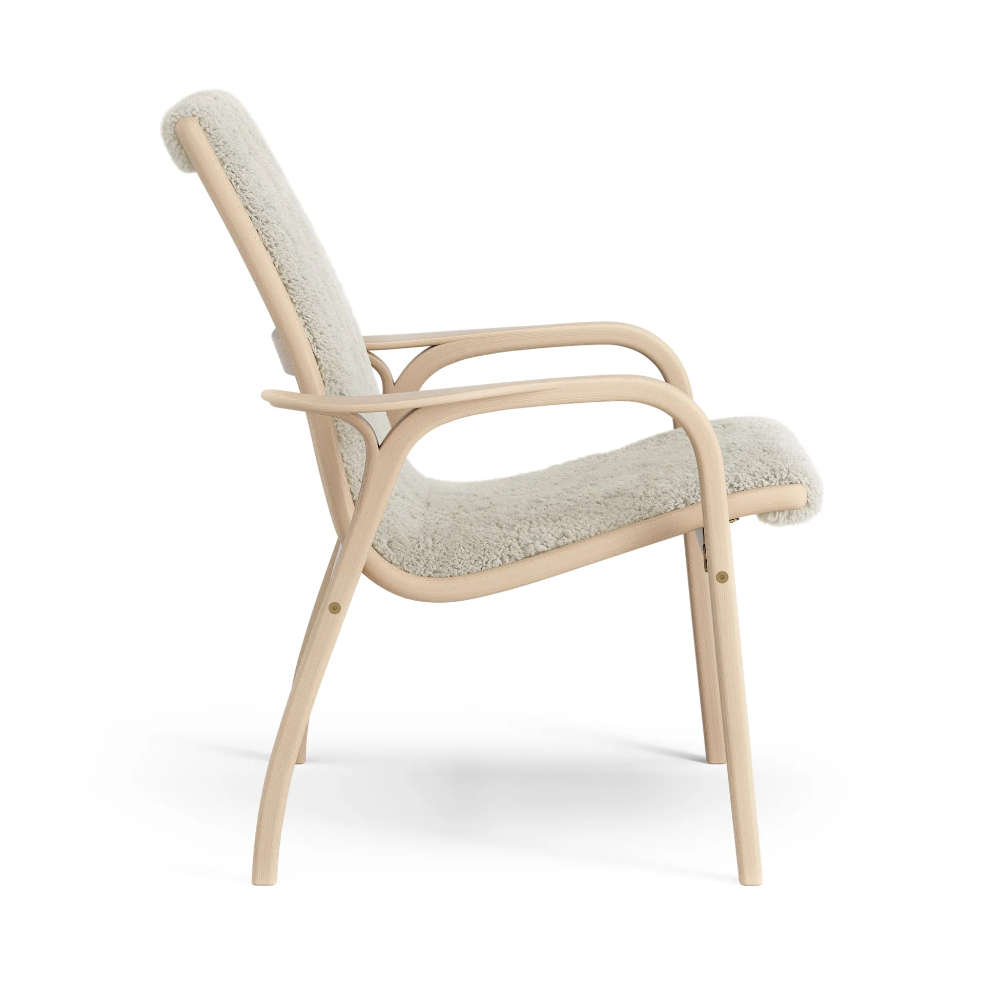 Laminett fåtölj lackad bok/fårskinn, Moonlight (beige) Swedese
