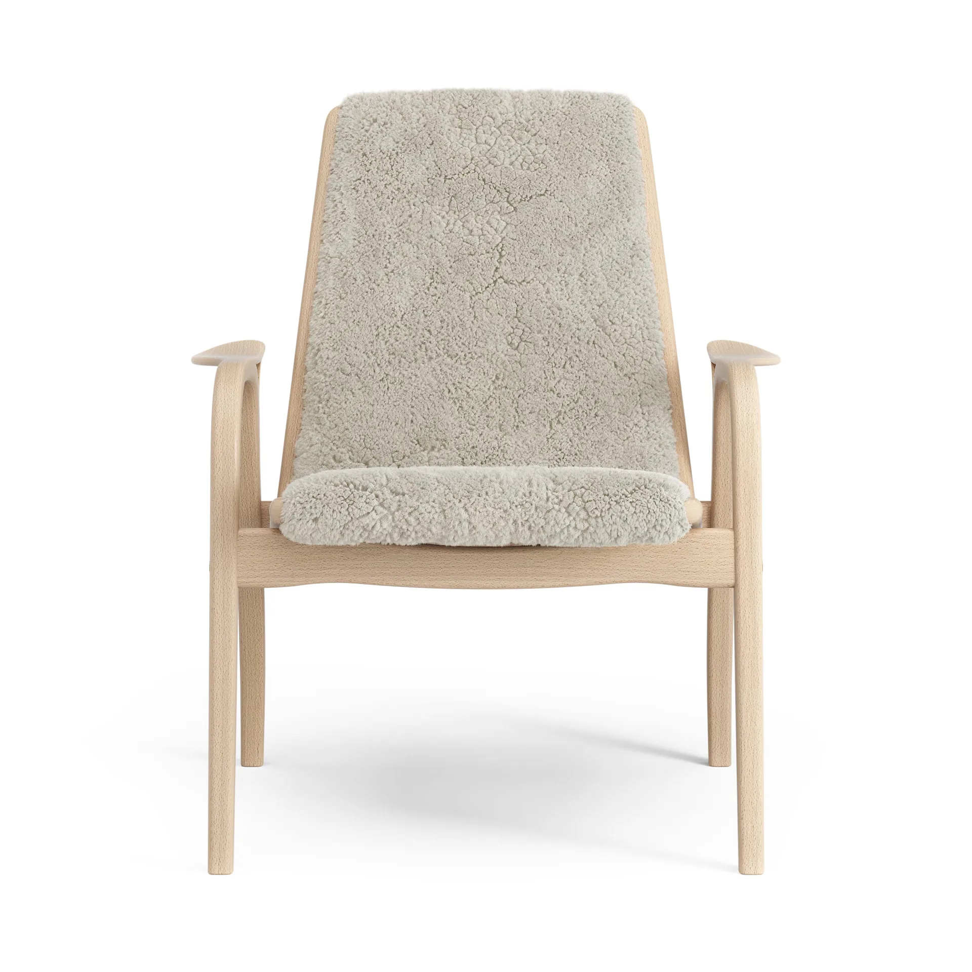 Laminett fåtölj lackad bok/fårskinn, Moonlight (beige) Swedese