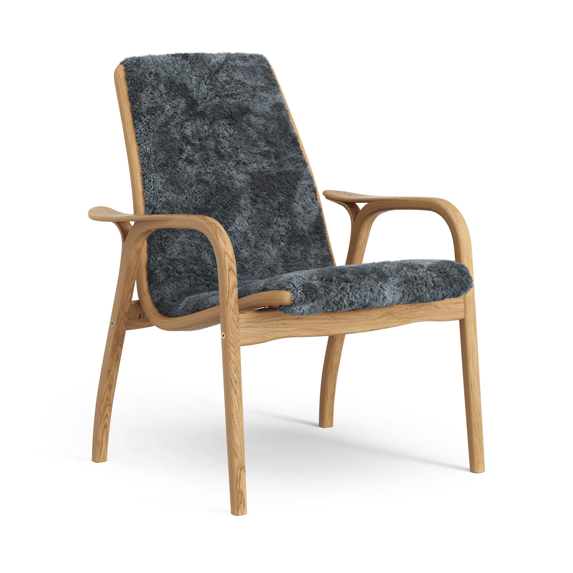 Laminett fåtölj oljad ek/fårskinn, Charcoal (mörkgrå) Swedese