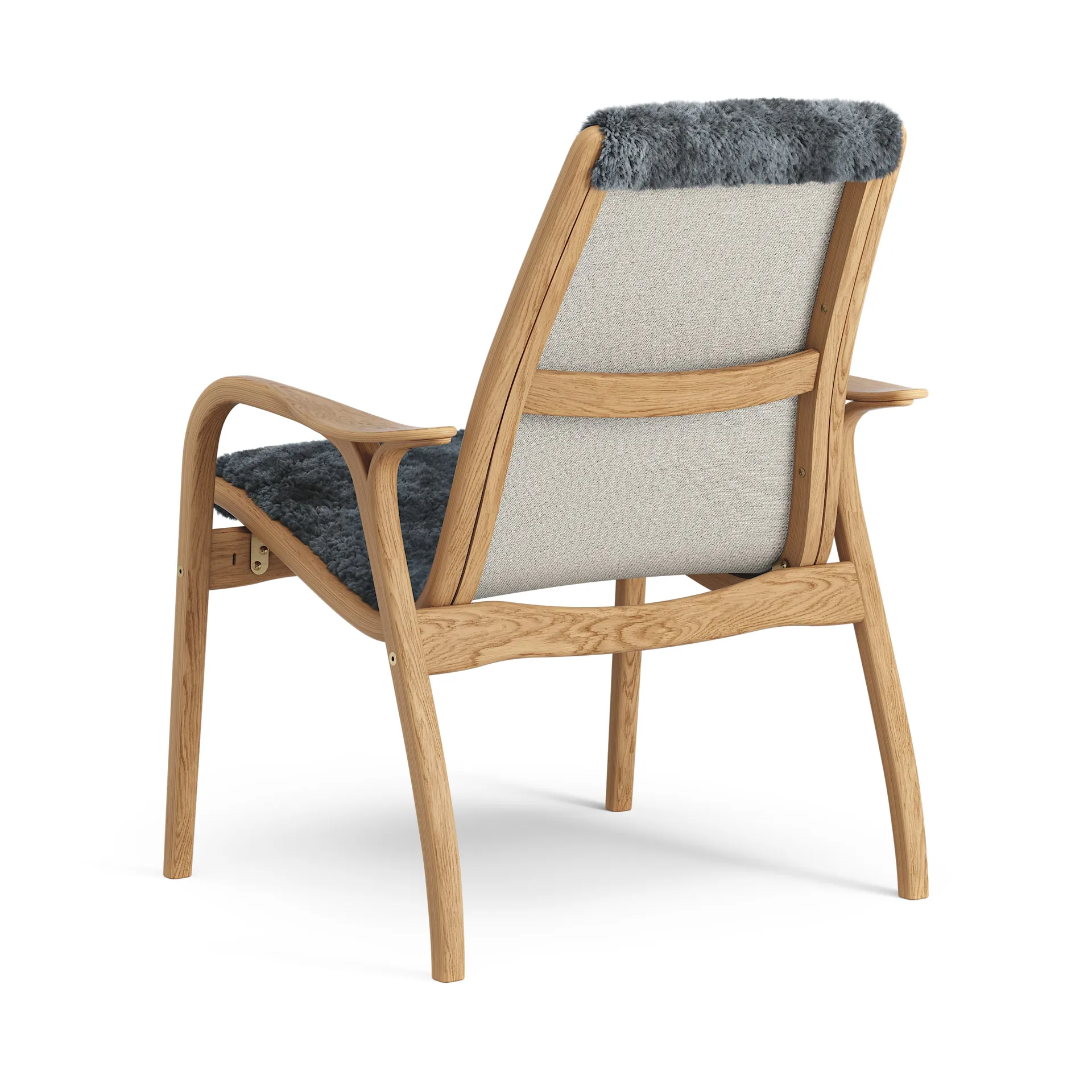 Laminett fåtölj oljad ek/fårskinn, Charcoal (mörkgrå) Swedese