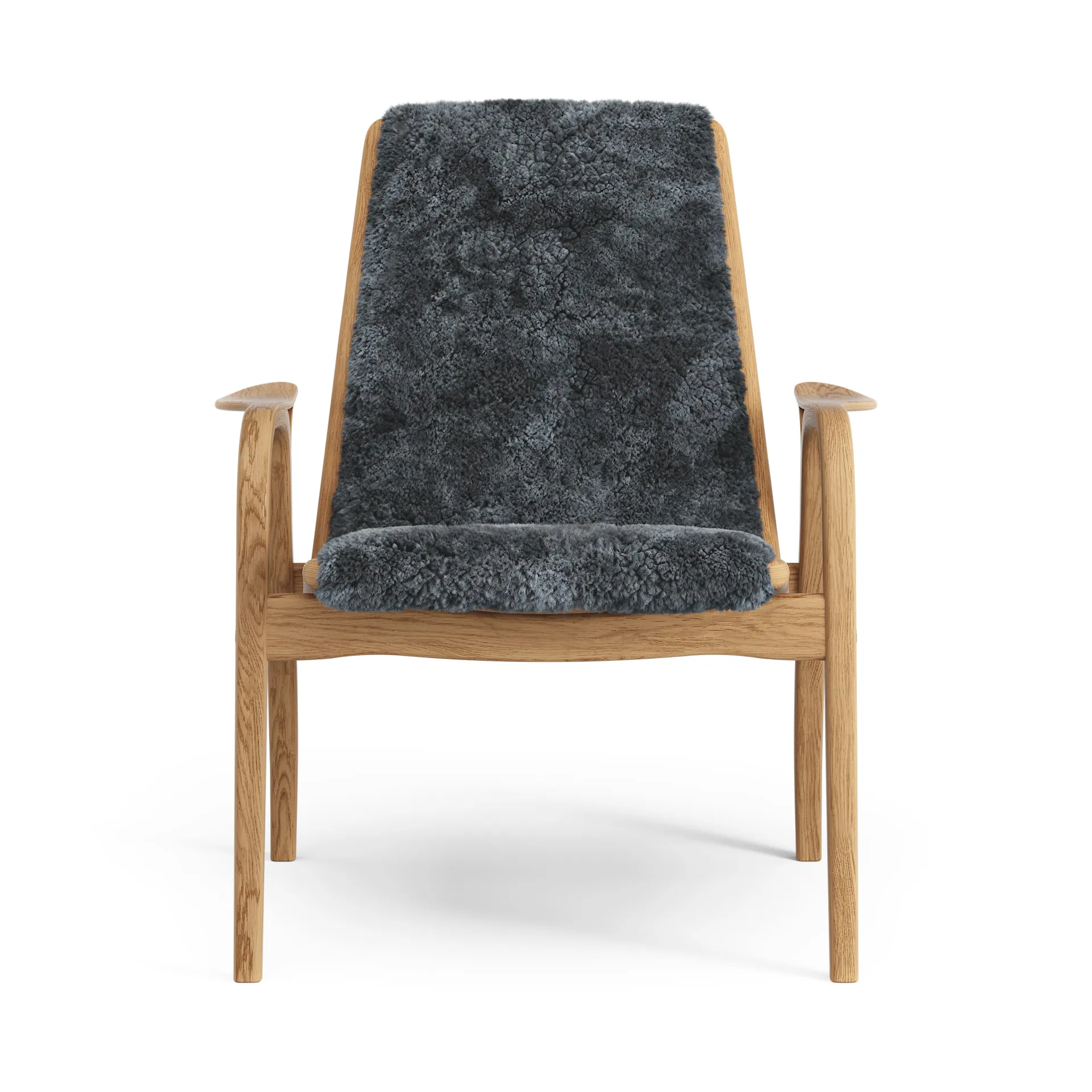 Laminett fåtölj oljad ek/fårskinn, Charcoal (mörkgrå) Swedese