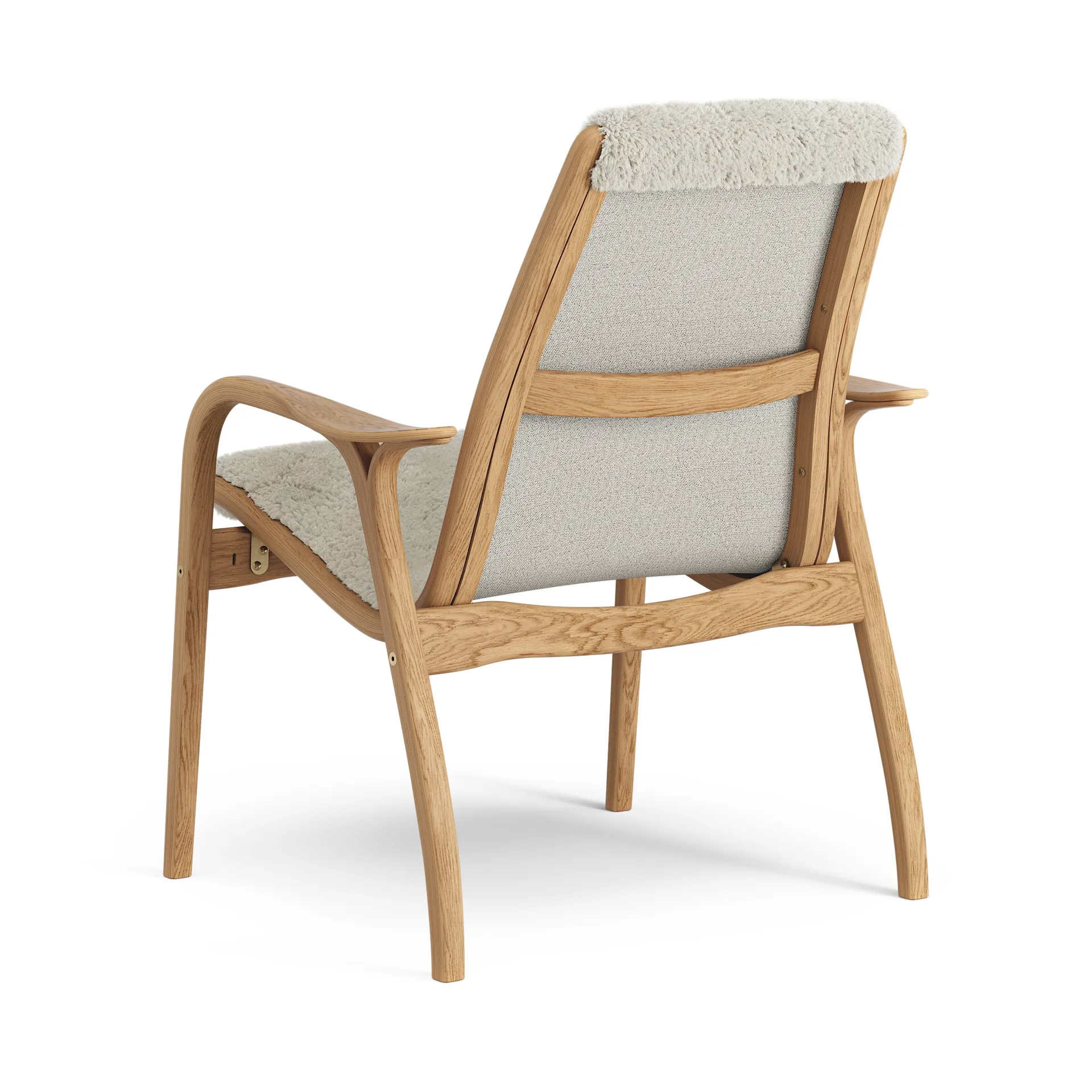 Laminett fåtölj oljad ek/fårskinn, Moonlight (beige) Swedese