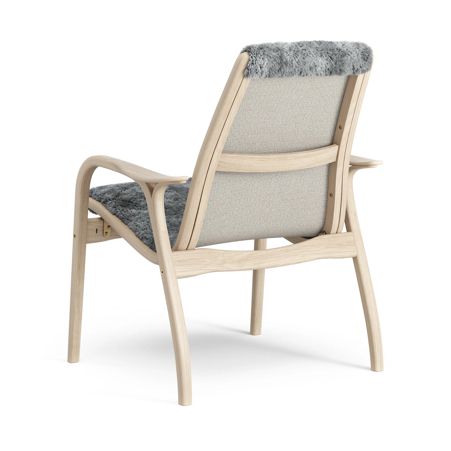 Laminett fåtölj vitpigmenterad ek/fårskinn, Scandinavian Grey (grå) Swedese