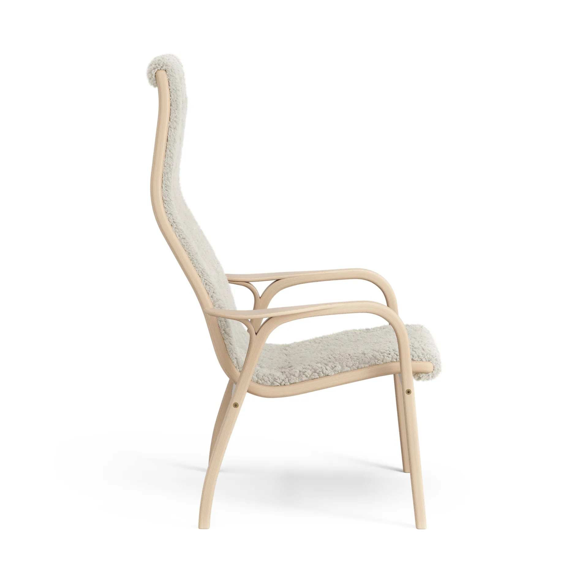 Lamini barnfåtölj lackad bok/fårskinn, Moonlight (beige) Swedese