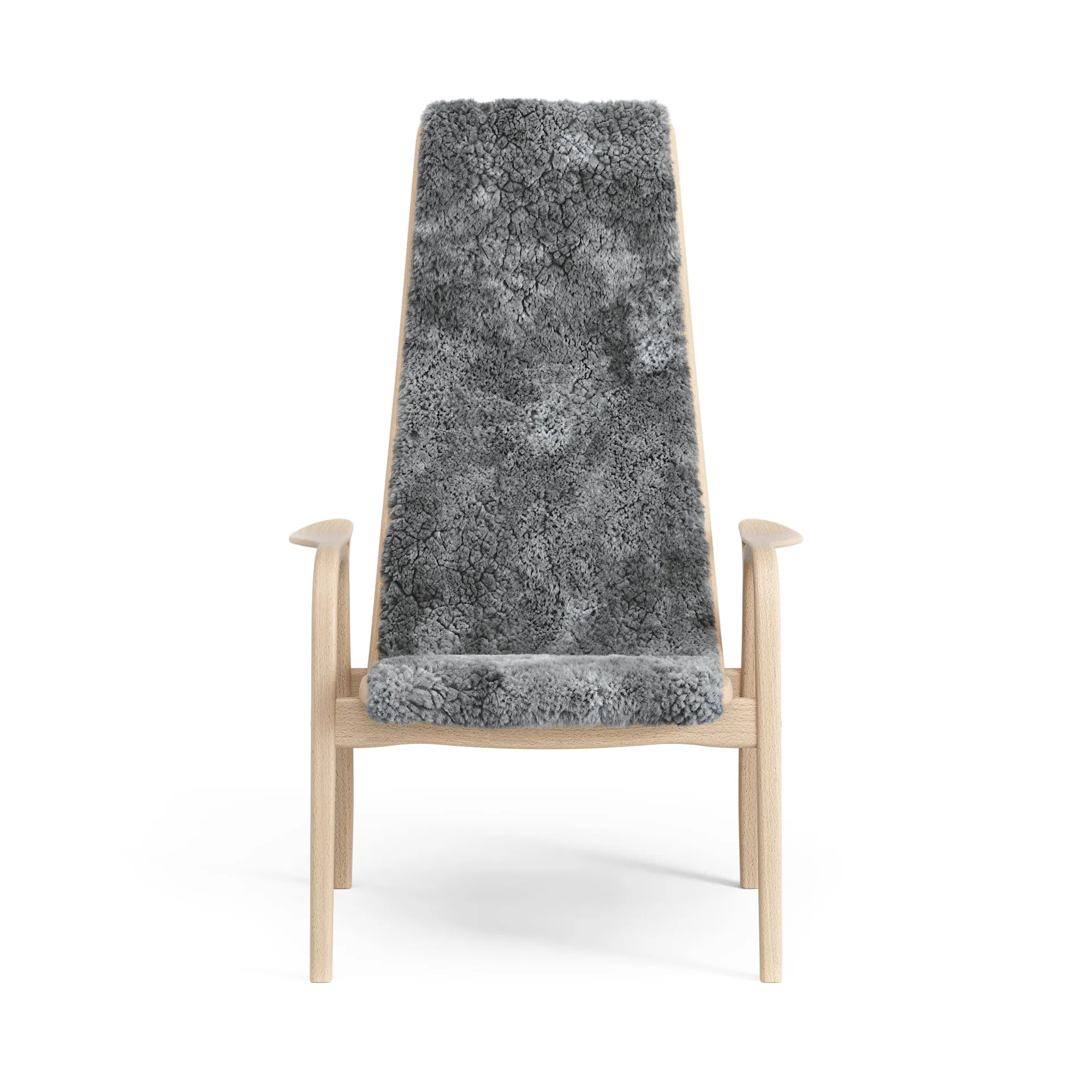 Lamini barnfåtölj lackad bok/fårskinn, Scandinavian Grey (grå) Swedese