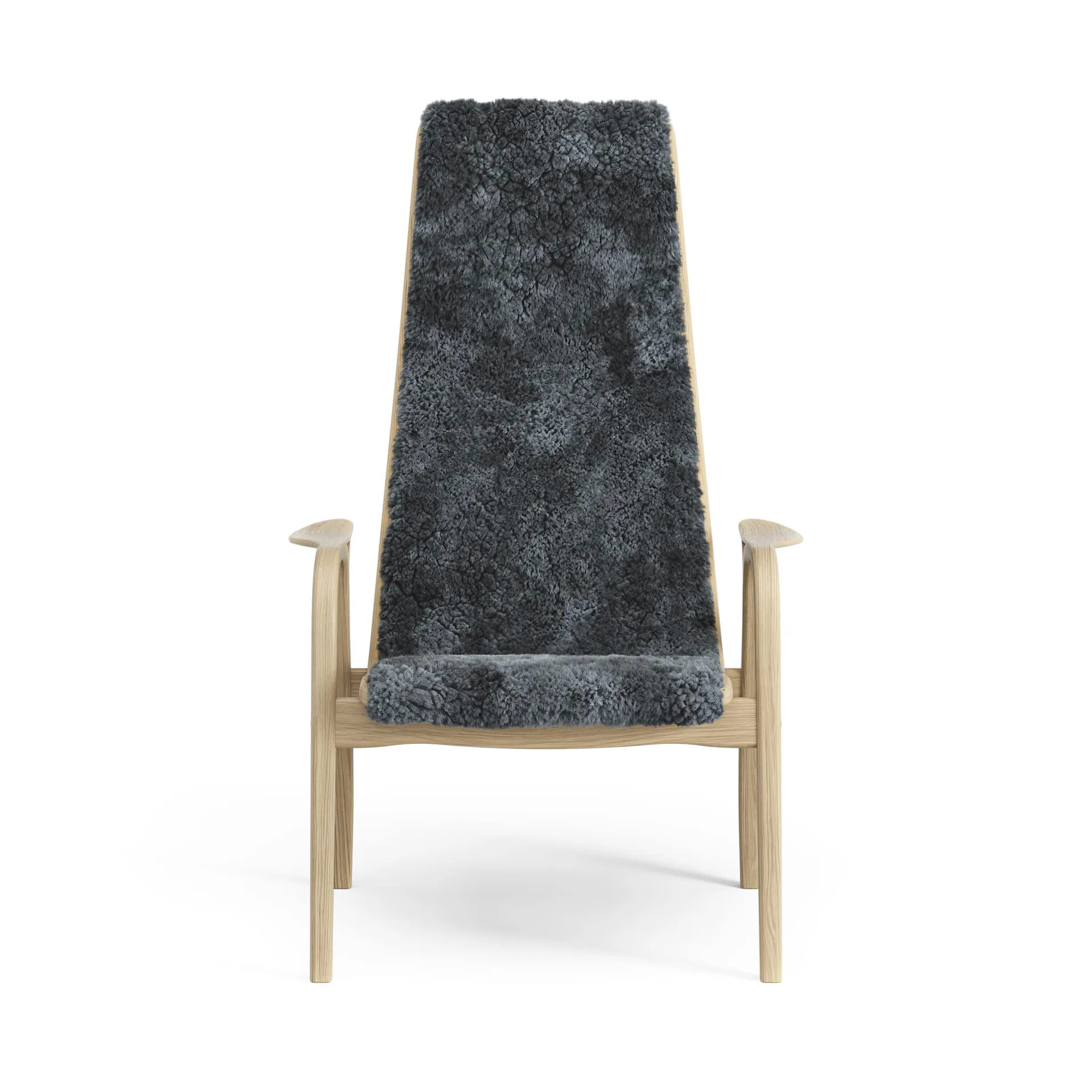 Lamini barnfåtölj lackad ek/fårskinn, Charcoal (mörkgrå) Swedese