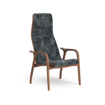 Lamino fåtölj - fårskinn charcoal, lackad valnöt - Swedese