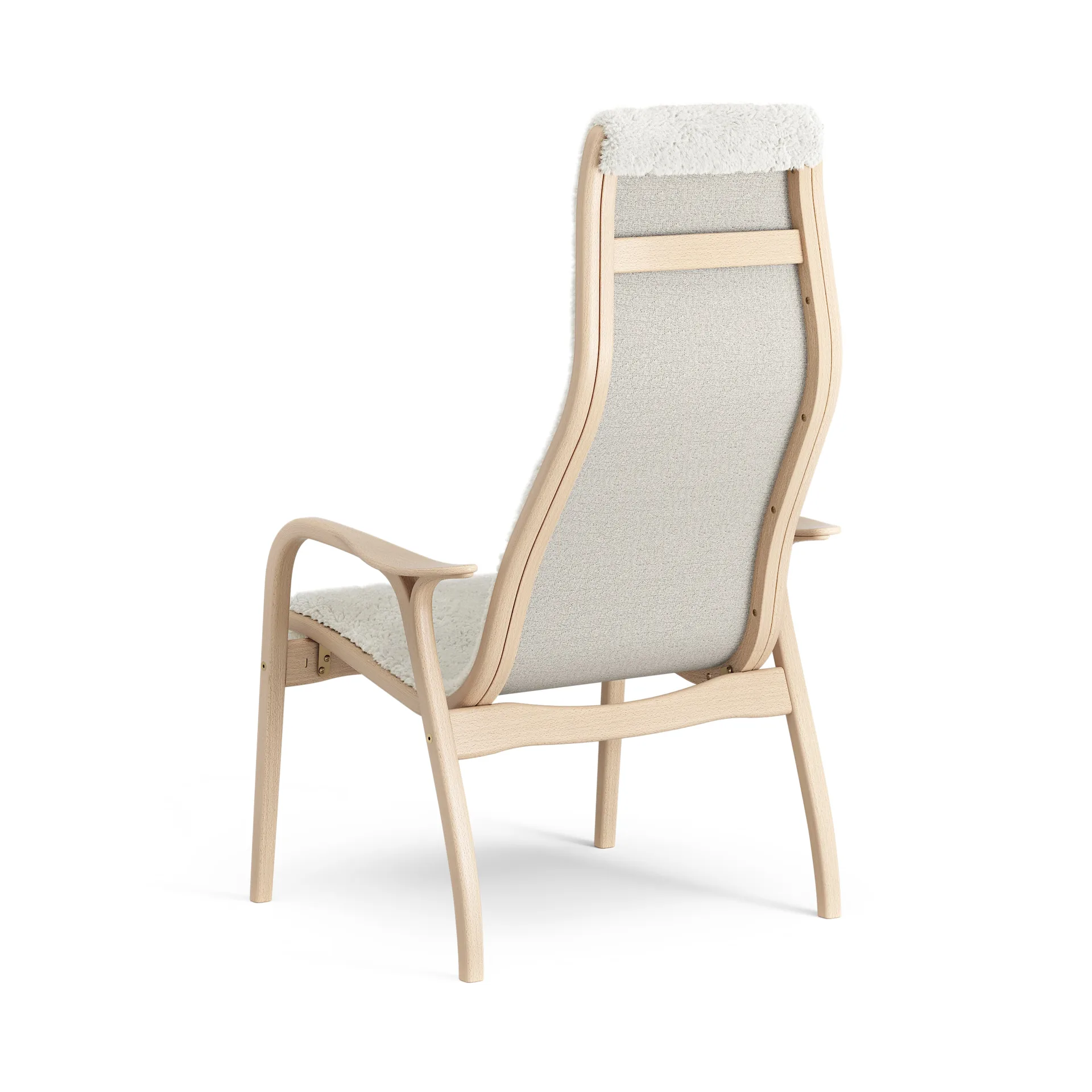 Lamino fåtölj lackad bok/fårskinn, Offwhite (vit) Swedese