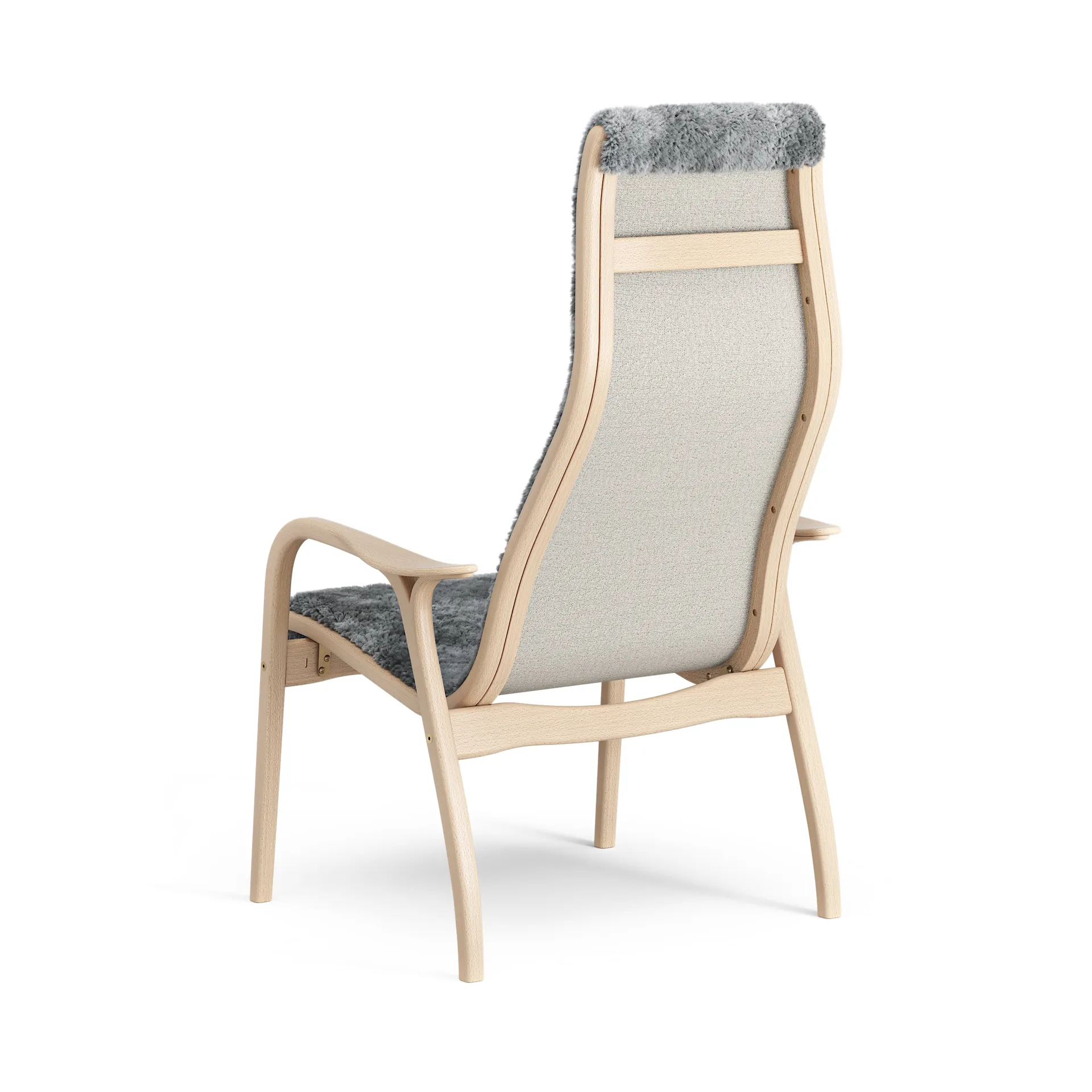Lamino fåtölj lackad bok/fårskinn, Scandinavian Grey (grå) Swedese