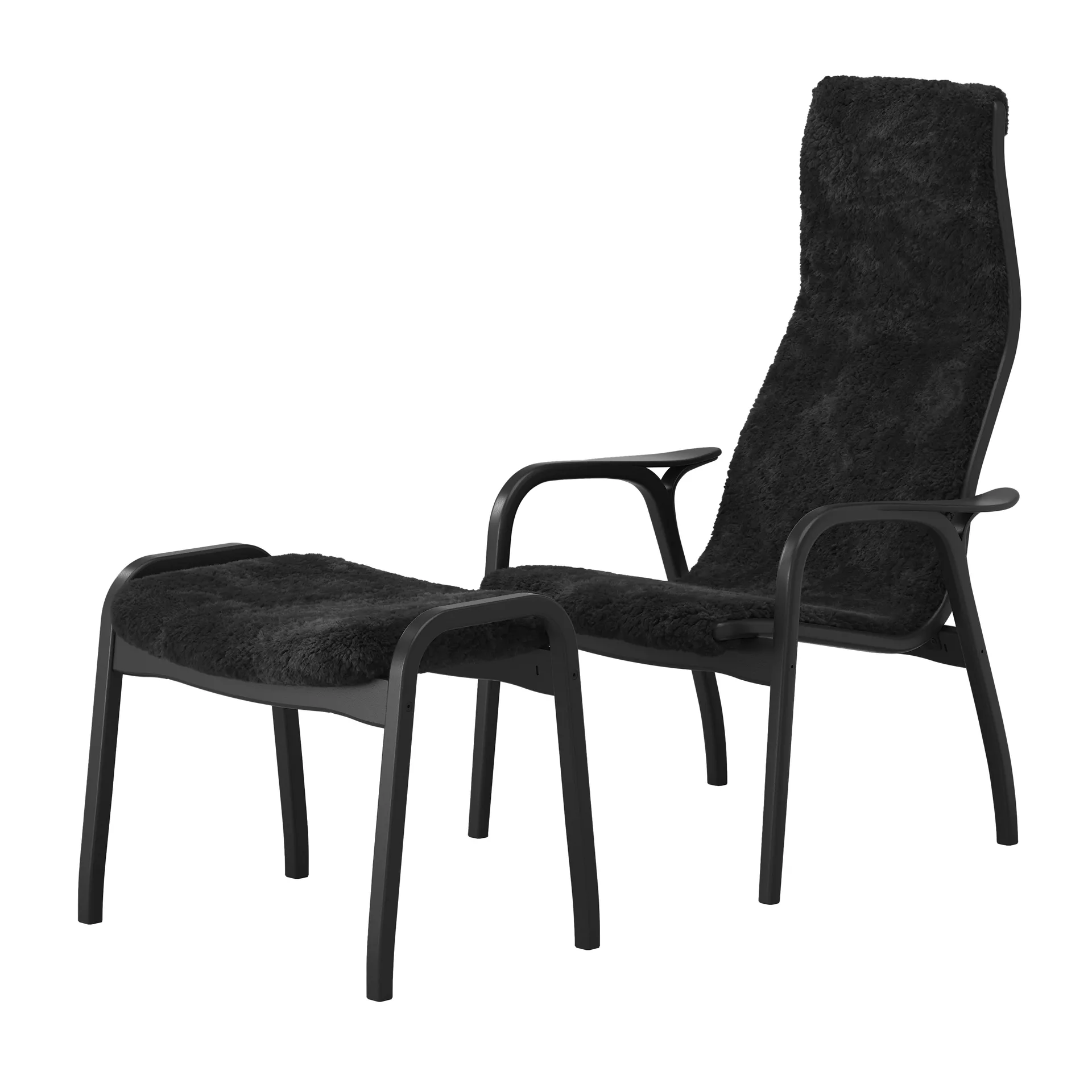 Lamino fåtölj och fotpall Black Edition, Svart Swedese