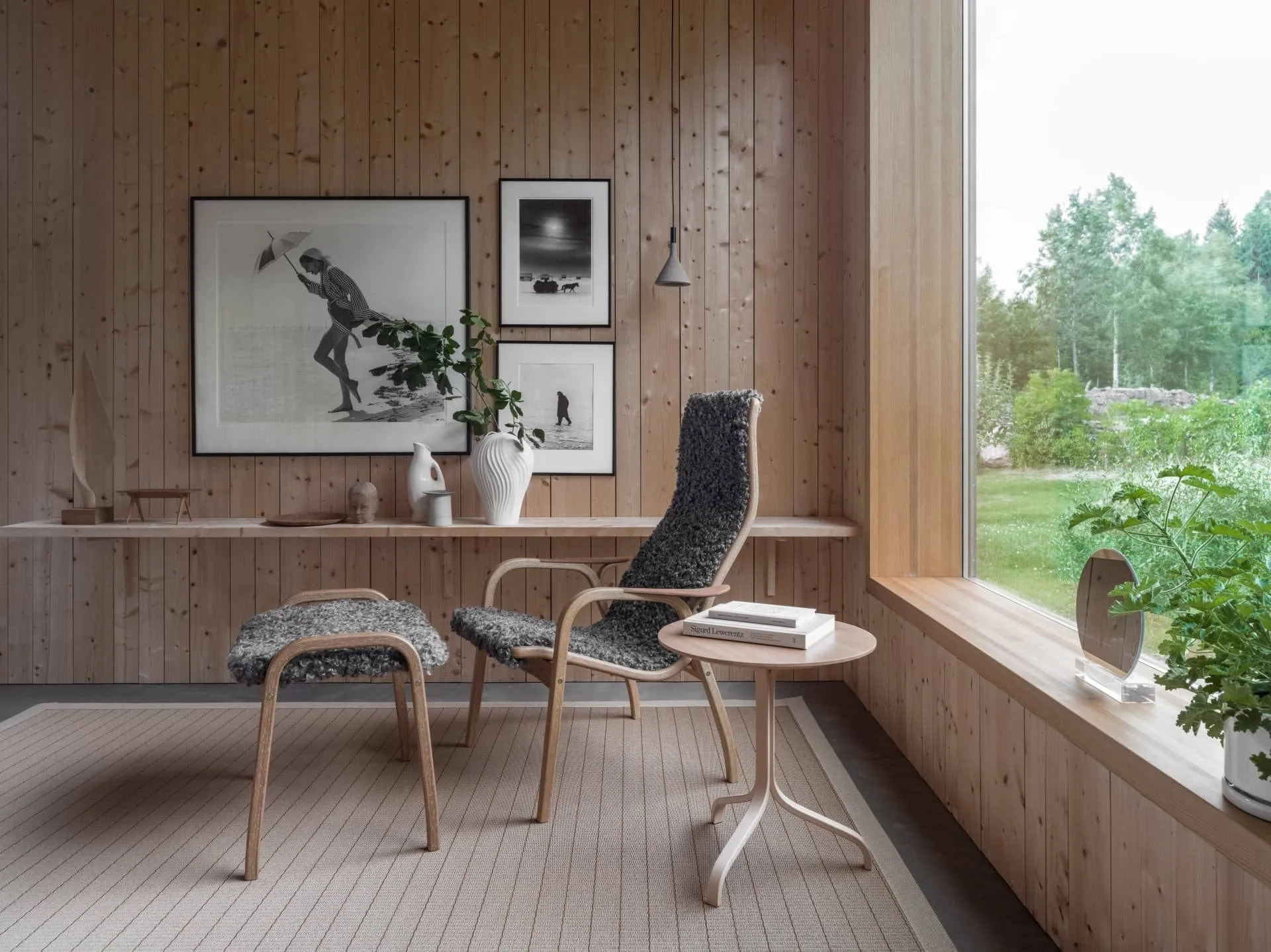 Lamino fåtölj oljad ek/fårskinn, Scandinavian Grey (grå) Swedese