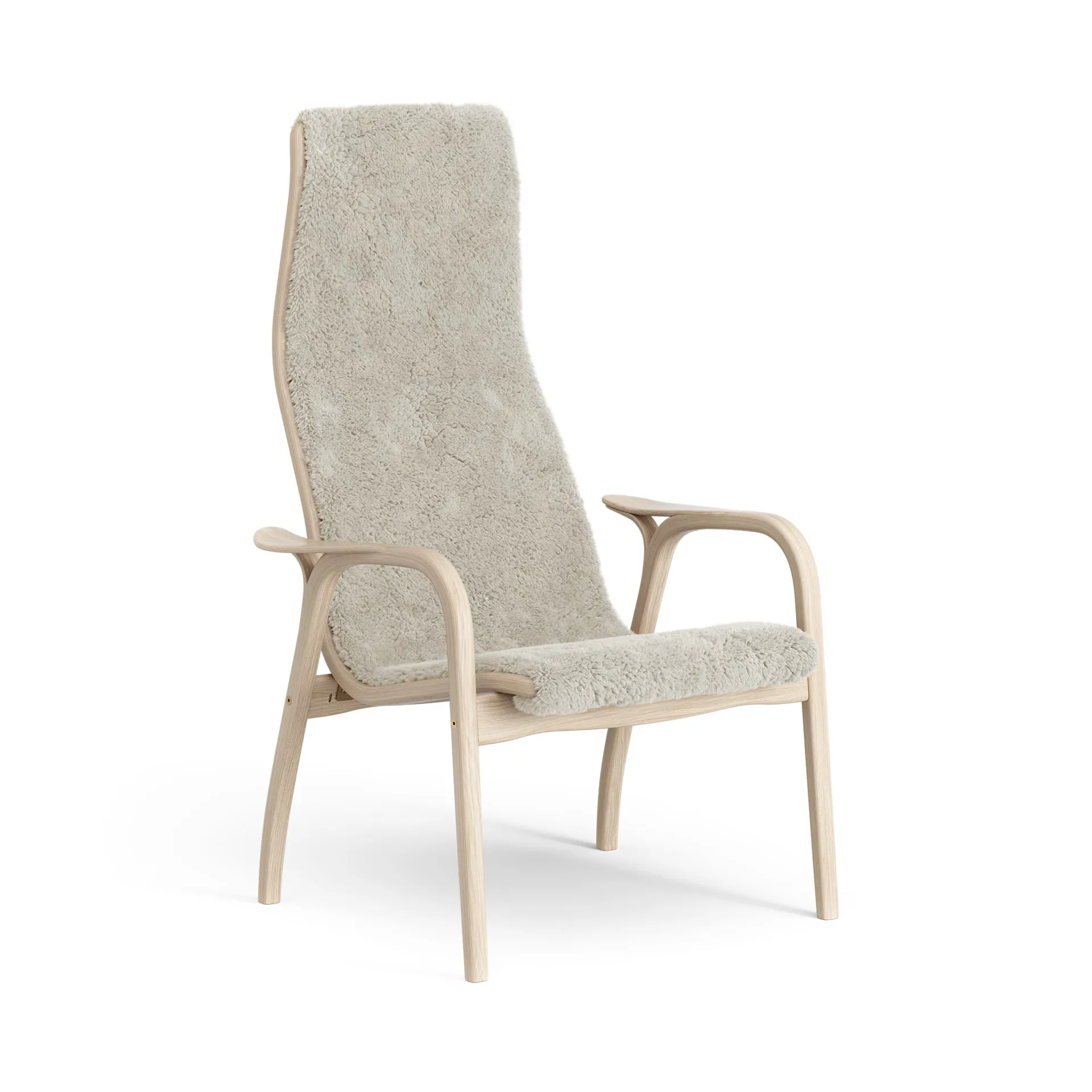 Lamino fåtölj vitpigmenterad ek/fårskinn, Moonlight (beige) Swedese