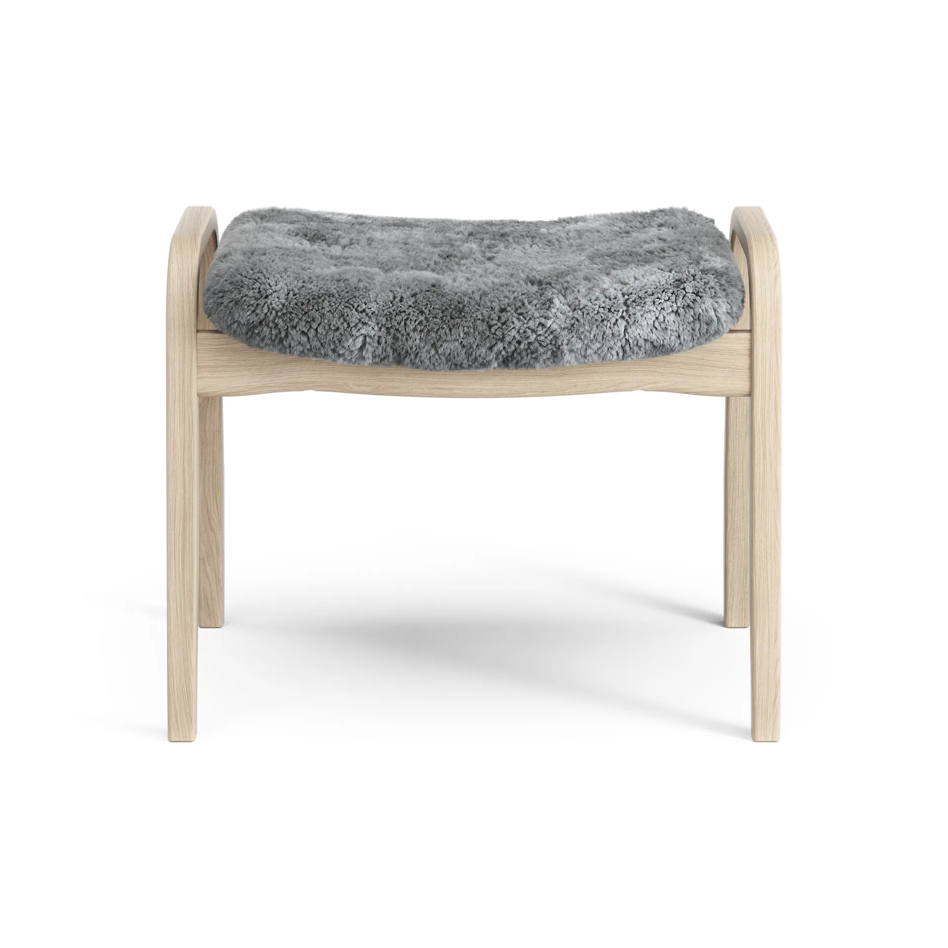Lamino fotpall vitpigmenterad ek/fårskinn, Scandinavian Grey (grå) Swedese