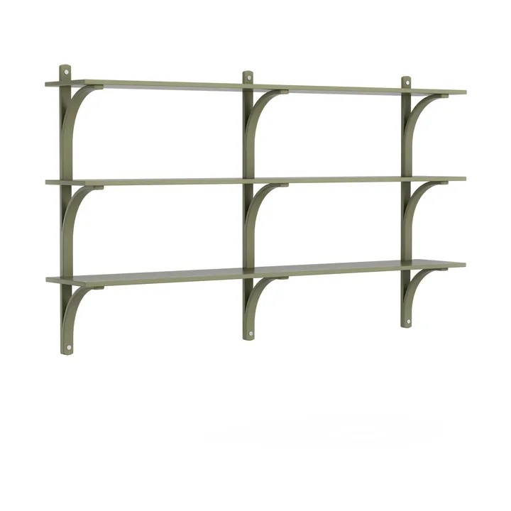 Levi hylla 3 hyllplan - Moss green-aluminium, 180 cm - Swedese
