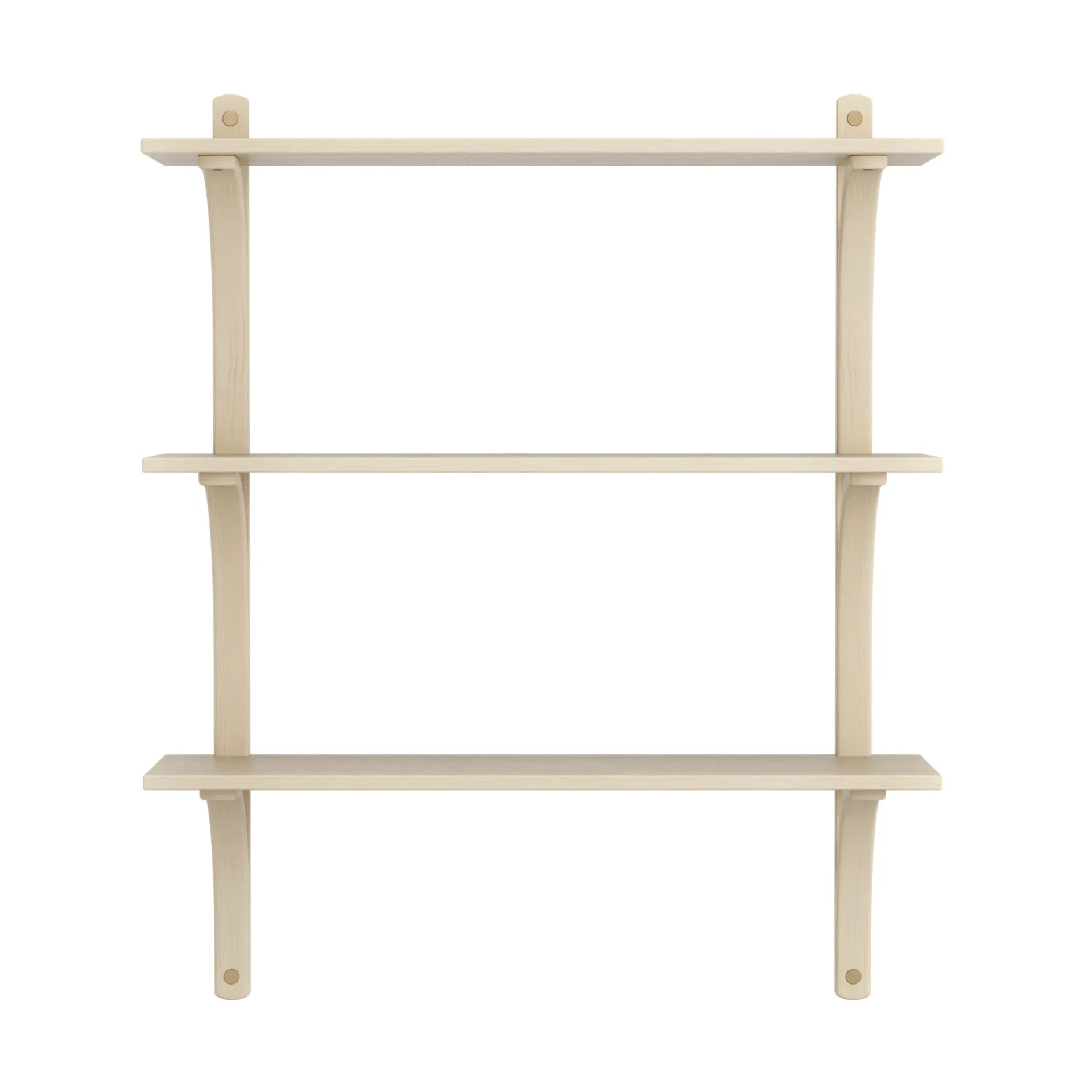 Levi hylla 3 hyllplan, Naturlackerad ask-mässing, 90 cm Swedese