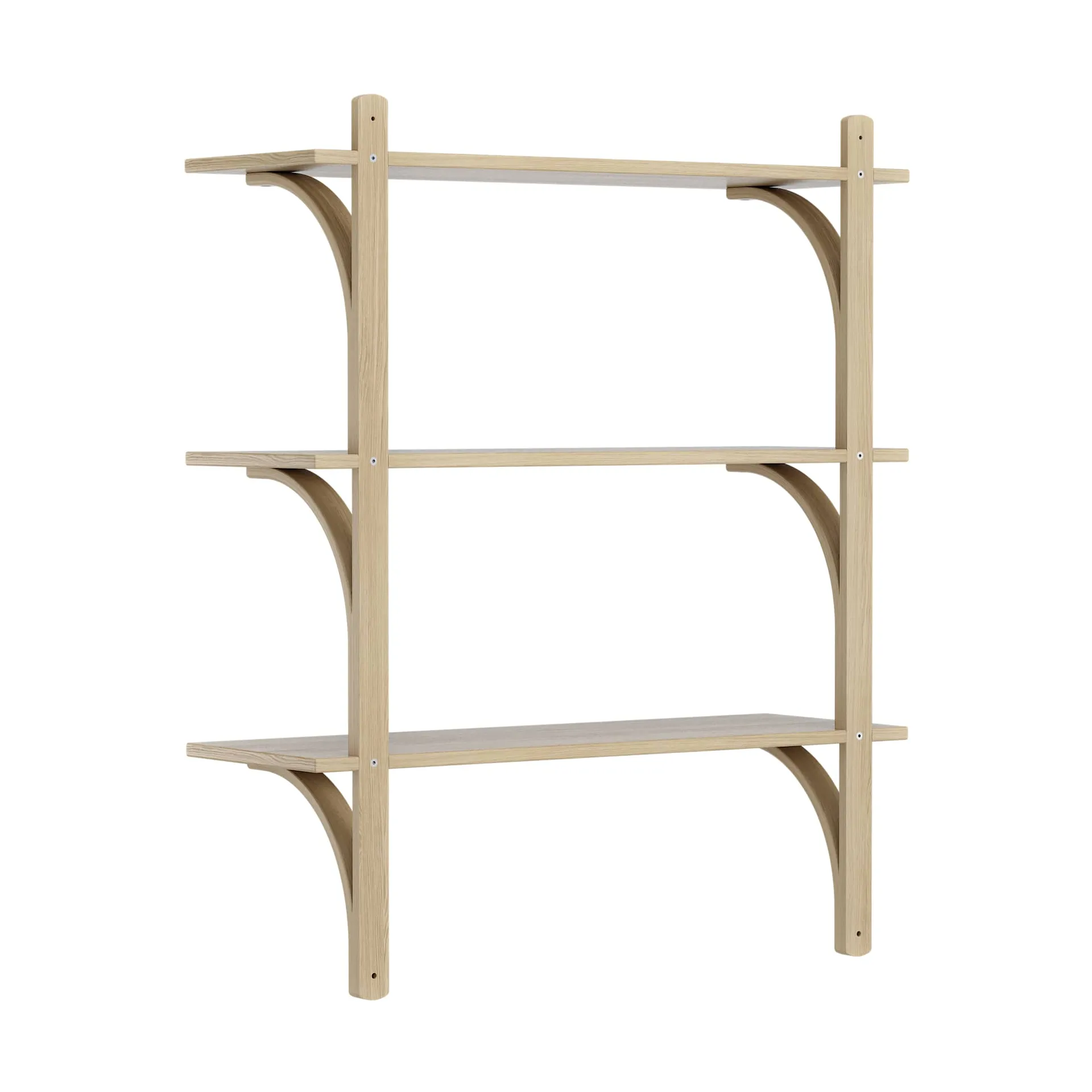 Levi hylla 3 hyllplan, Naturlackerad ek-mässing, 90 cm Swedese