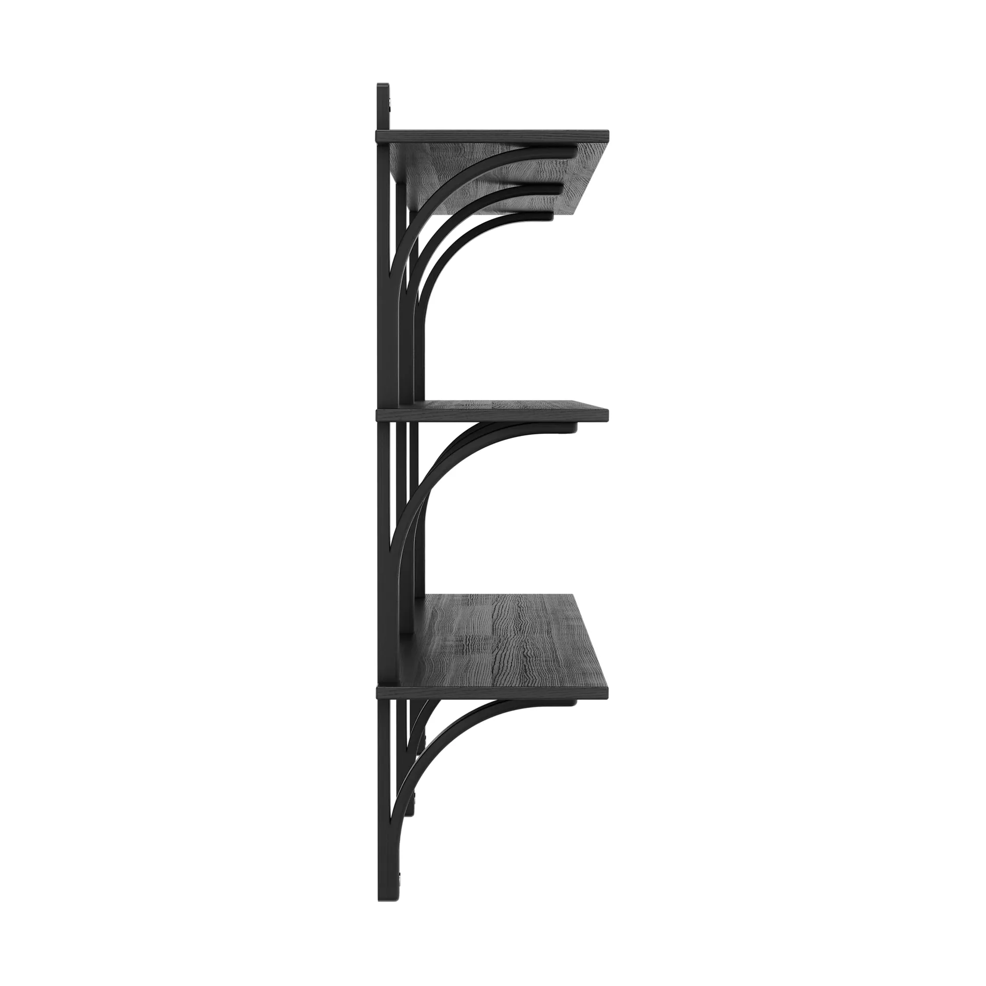 Levi hylla 3 hyllplan, Svartlaserad ask-aluminium, 180 cm Swedese