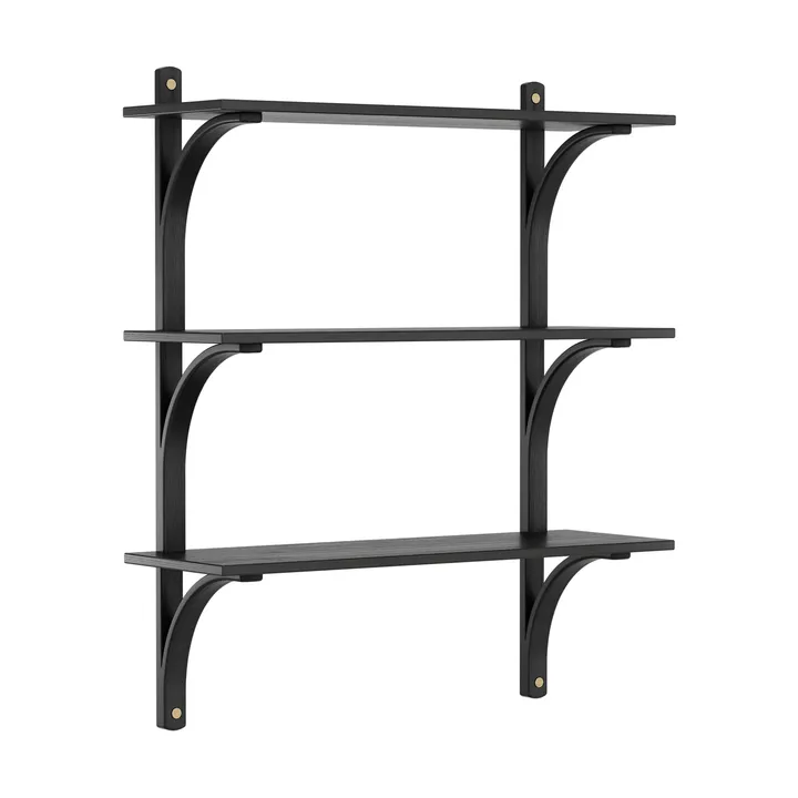 Levi hylla 3 hyllplan - Svartlaserad ask-mässing, 90 cm - Swedese