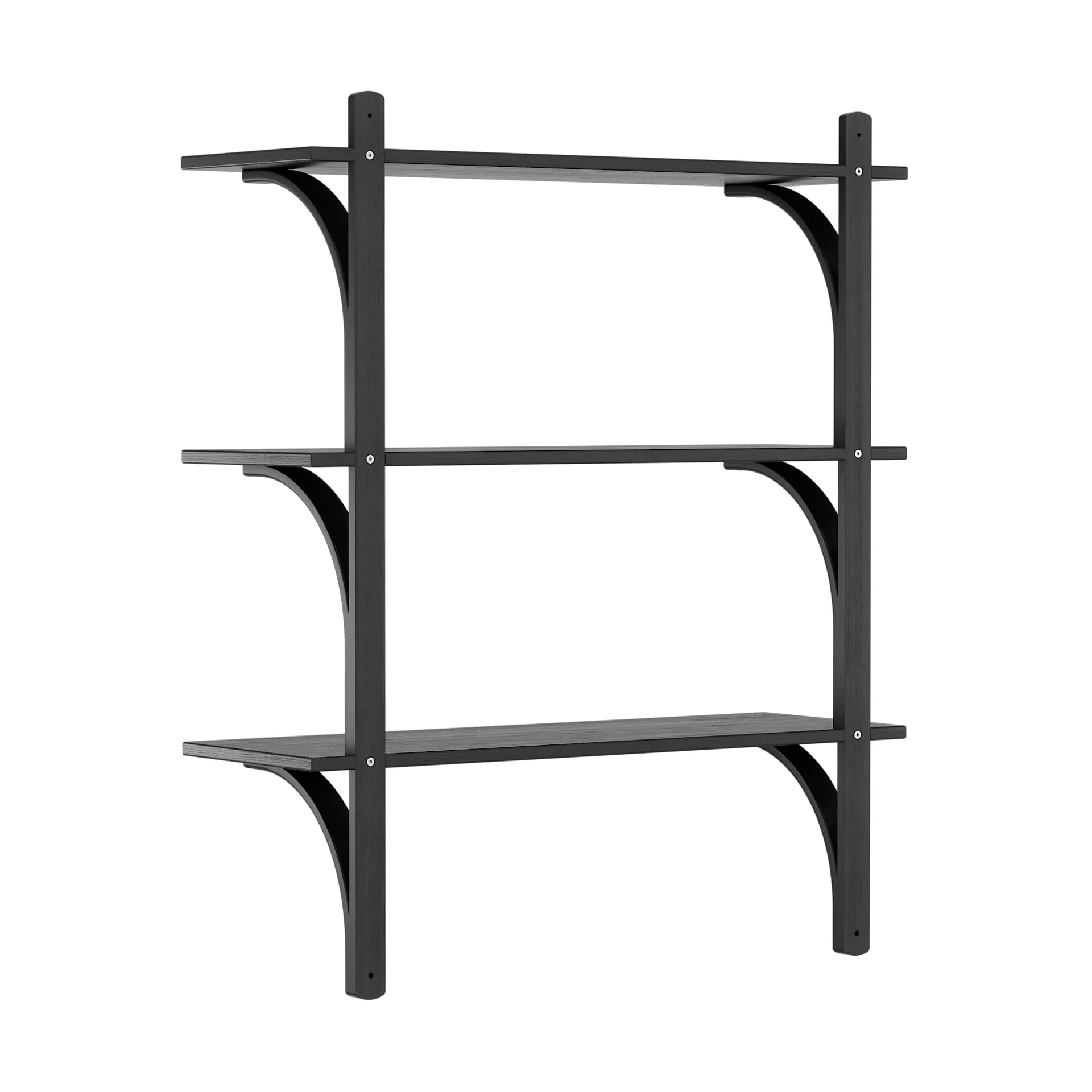 Levi hylla 3 hyllplan, Svartlaserad ask-mässing, 90 cm Swedese