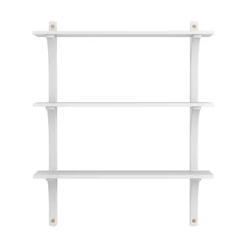 Levi hylla 3 hyllplan - Vitlaserad ask-mässing, 90 cm - Swedese