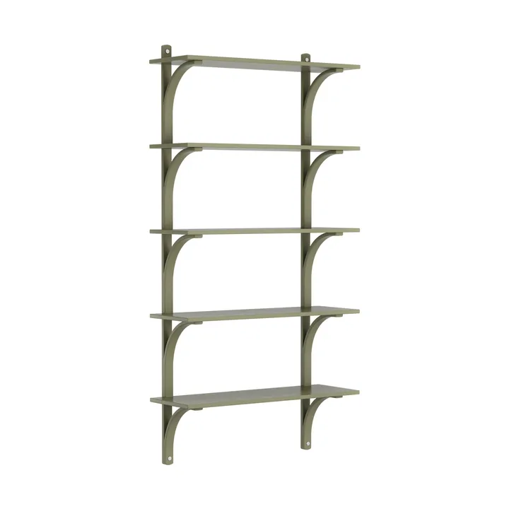 Levi hylla 5 hyllplan - Moss green-aluminium, 90 cm - Swedese