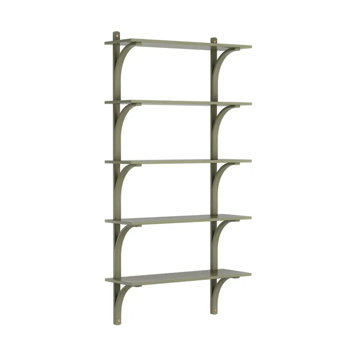 Levi hylla 5 hyllplan - Moss green-mässing, 90 cm - Swedese
