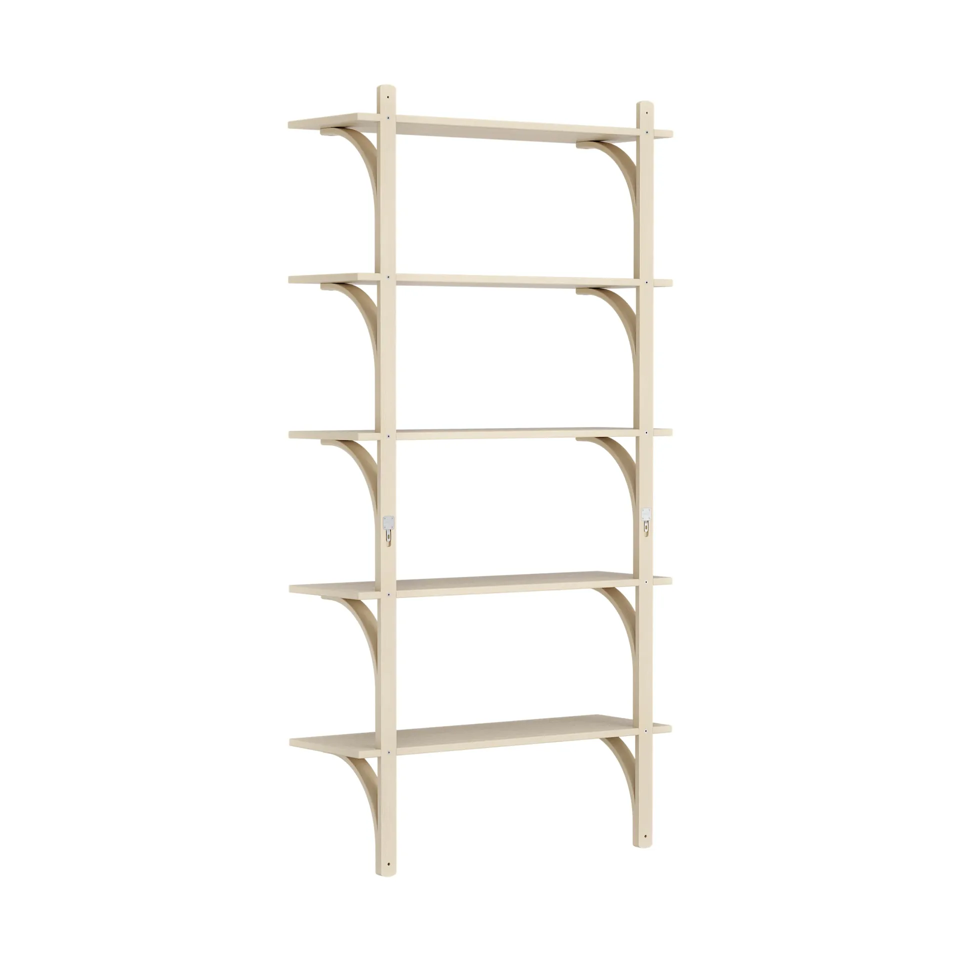 Levi hylla 5 hyllplan, Naturlackerad ask-mässing, 90 cm Swedese