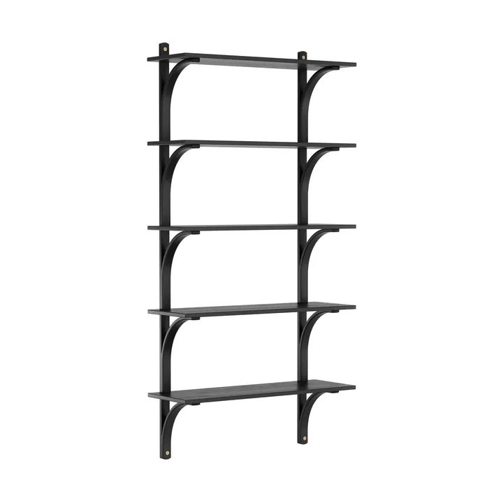 Levi hylla 5 hyllplan - Svartlaserad ask-mässing, 90 cm - Swedese