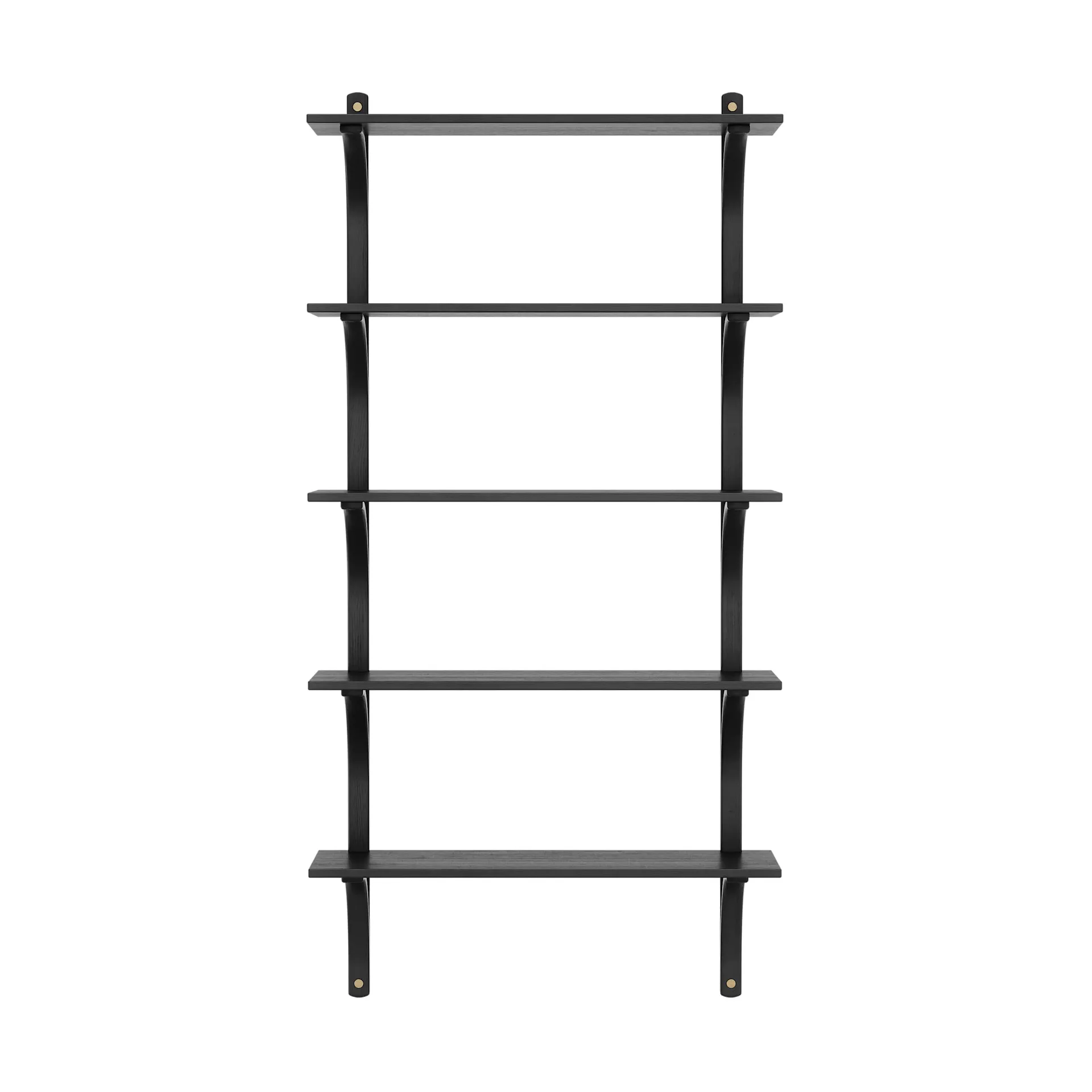 Levi hylla 5 hyllplan, Svartlaserad ask-mässing, 90 cm Swedese