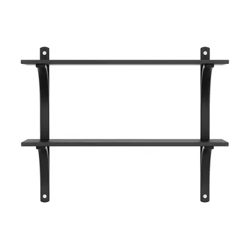 Levi hylla - Svart ask-rostfritt stål, 2 hyllplan, 90 cm - Swedese