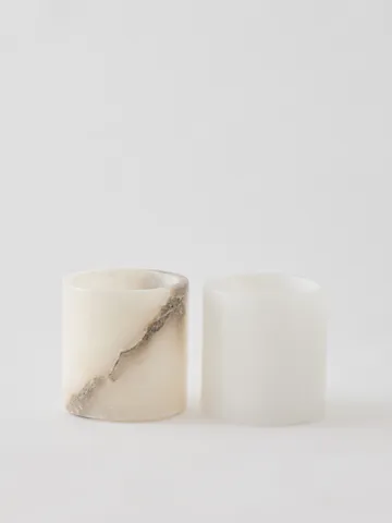 Alabaster ljuslykta - Vit-beige, S 10 cm - Tell Me More