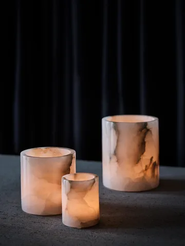 Alabaster ljuslykta - Vit-beige, S 10 cm - Tell Me More