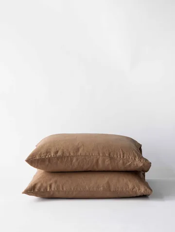 Stonewashed linen örngott 50x60 cm 2-pack - Hazelnut - Tell Me More