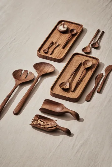 Teak serveringsskedar 2 delar - Brun - Tell Me More