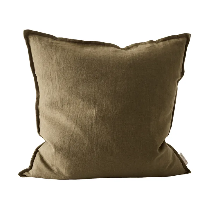 Washed linen kuddfodral 50x50 cm - Dark olive green - Tell Me More