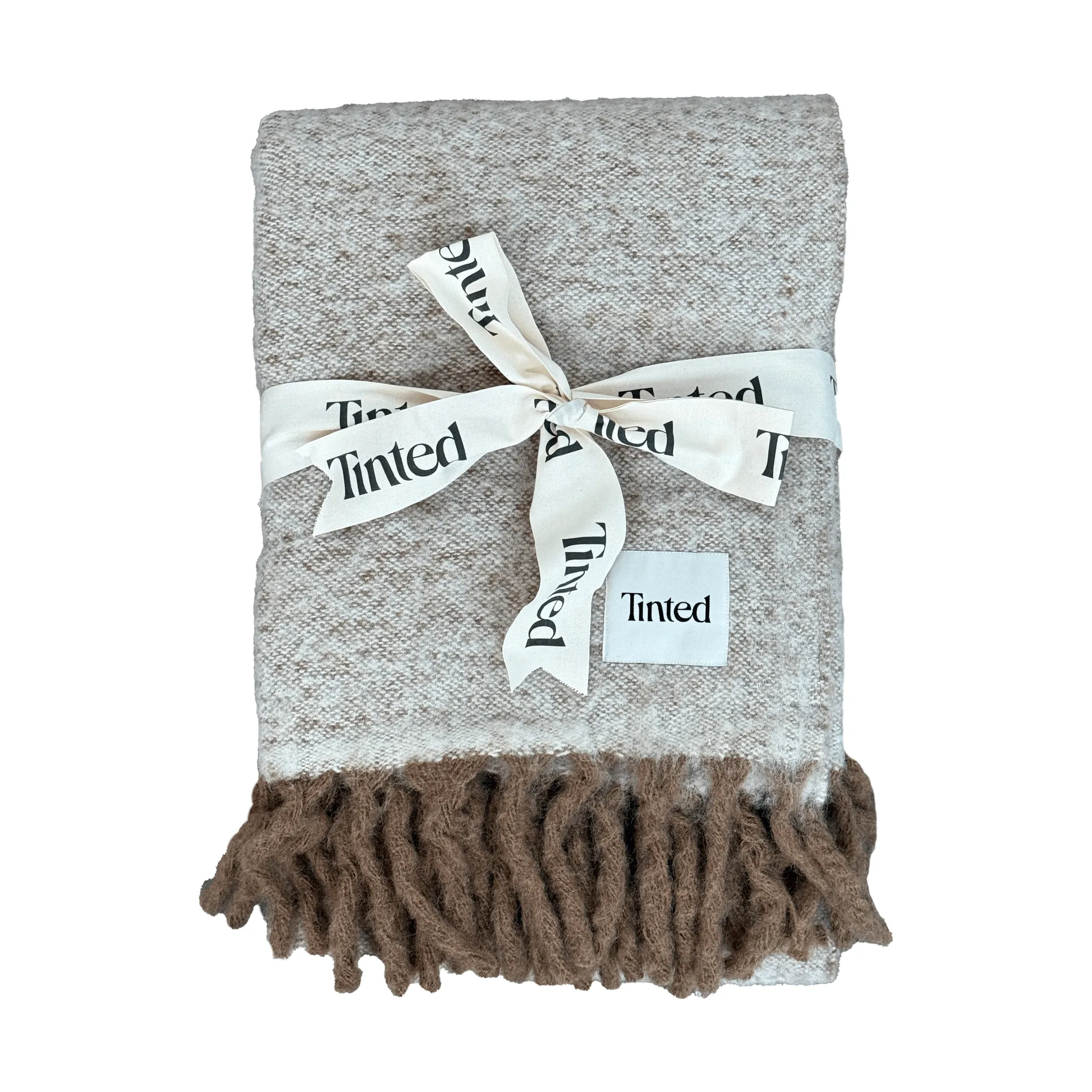 Fridh mohairpläd, Brown-off white, 130x170 cm Tinted